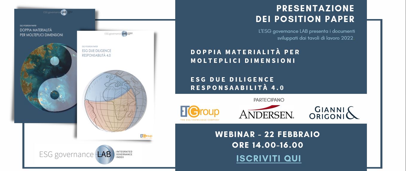 Iscriviti al webinar di presentazione dei position paper di ESG governance LAB 2022